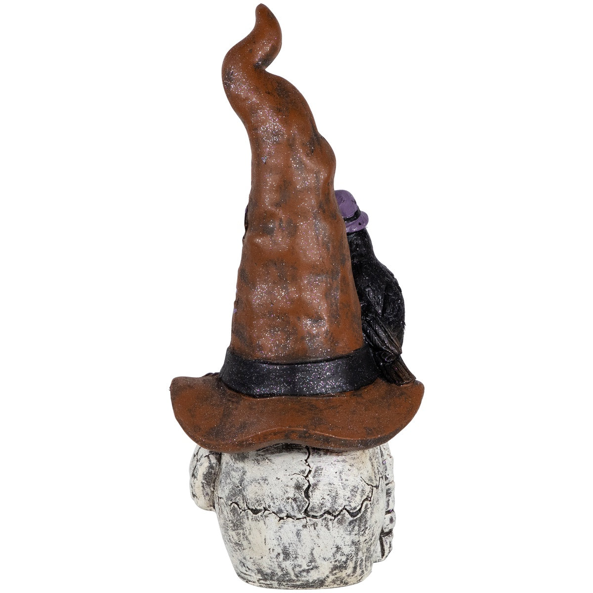  Northlight Skull in Witches Hat With Crow Halloween Decoration - 22.75