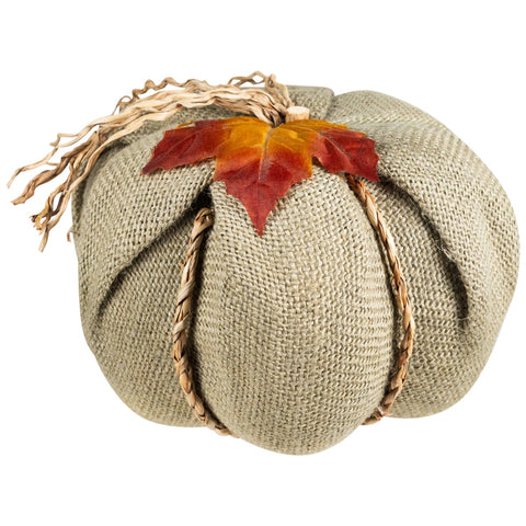 Burlap Autumn Harvest Pumpkin - 6.75" - Green