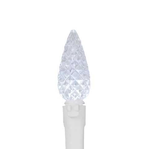70-Count Pure White LED Faceted C6 Christmas Lights  23 Ft White Wire