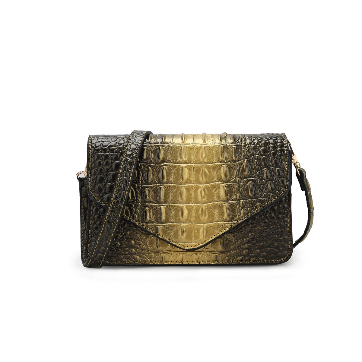  MKF Collection Vanta Croc-Embossed Saddle Bag - Purple - Bonton