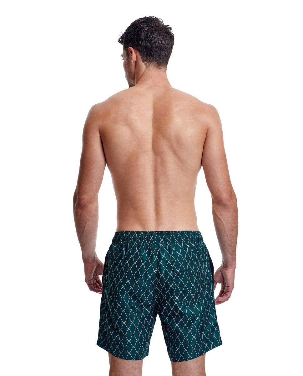  Gottex Men 7-Inch Swim Trunks - GOTTEX MEN WAVE PETROL AND WHITE - Bonton