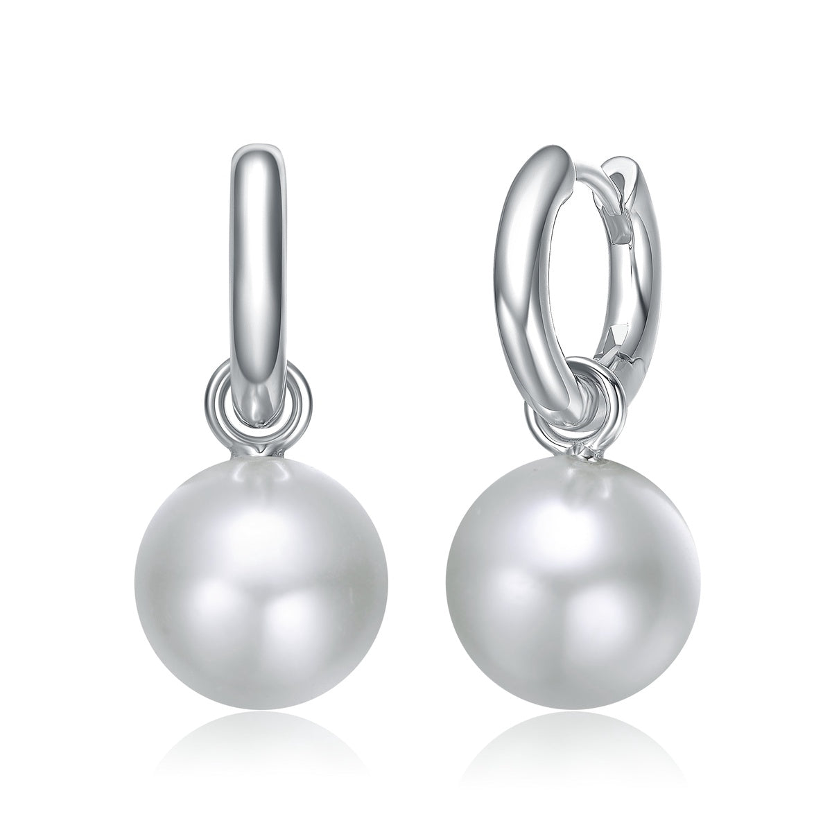  Rachel Glauber Colored Round Pearl Huggie Earrings - White - Bonton