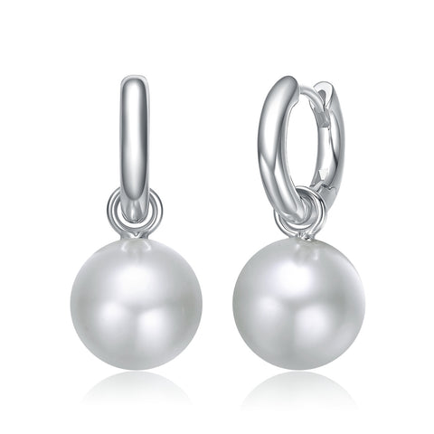 Colored Round Pearl Huggie Earrings