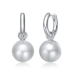 Colored Round Pearl Huggie Earrings