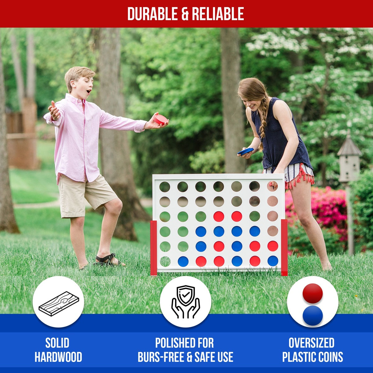  Bolaball Giant Connect Four Yard Game | Jumbo 4 in a Row Outdoor Lawn Game for Families - Default Title - Bonton