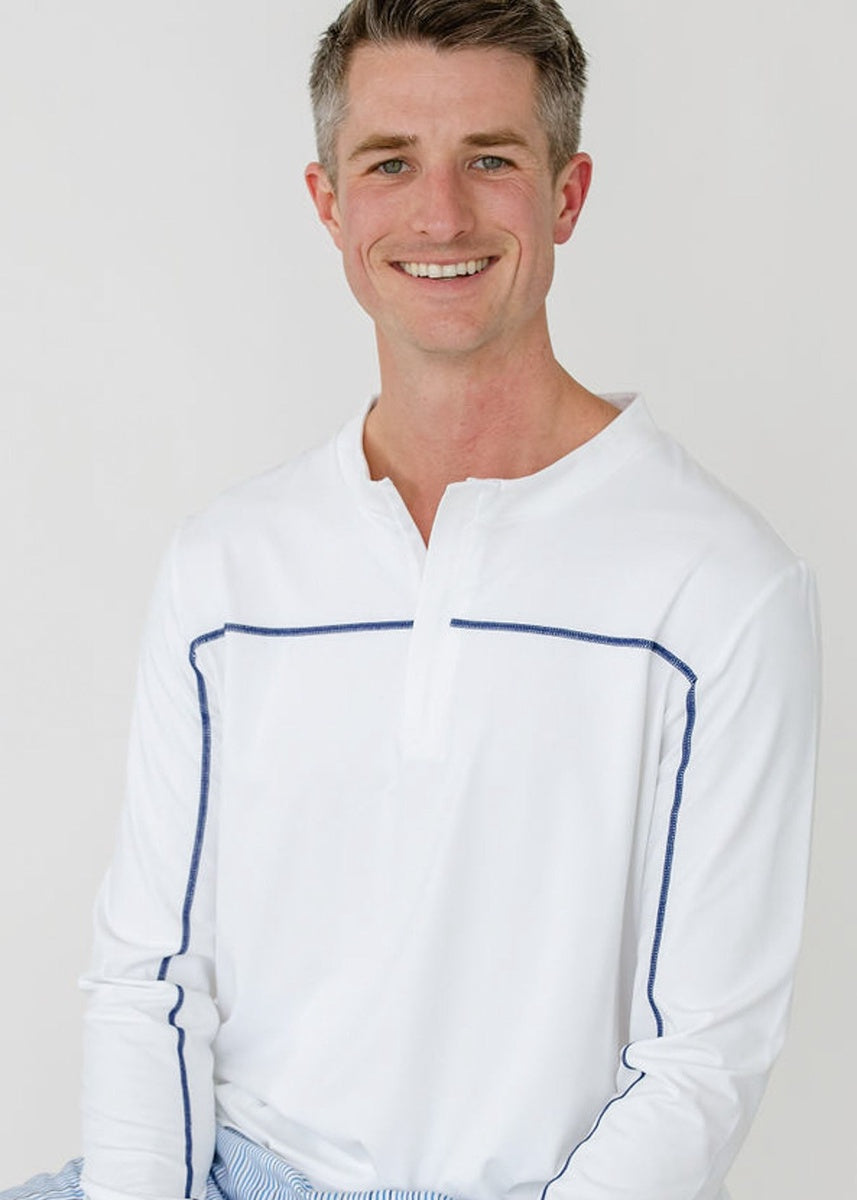  Cabana Life Men's White Sport Zip Top - S - Bonton