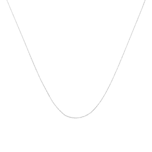 Solid 10K White Gold 0.5Mm Rope Chain Necklace. Unisex Chain - Size 20" Inches