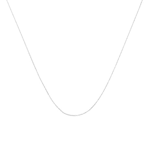 Solid 10K White Gold 0.5Mm Rope Chain Necklace. Unisex Chain - Size 20" Inches