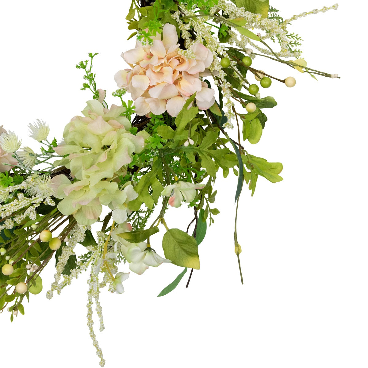  Northlight Hydrangea and Fern Spring Floral Berry Wreath-  28