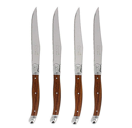 Set of 4 Laguiole Steak Knives, Wood Grain