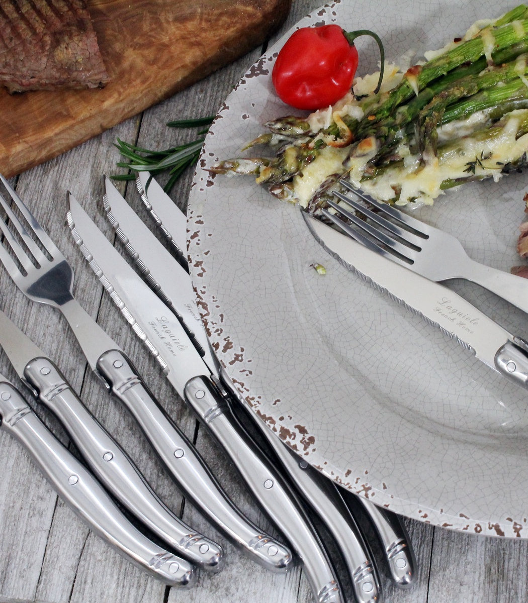  French Home 8 Piece Laguiole Stainless Steel Steak Knife and Fork Set - Default Title - Bonton