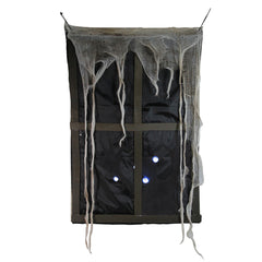 41" Lighted Ghostly Window With Tattered Curtain Halloween Decor