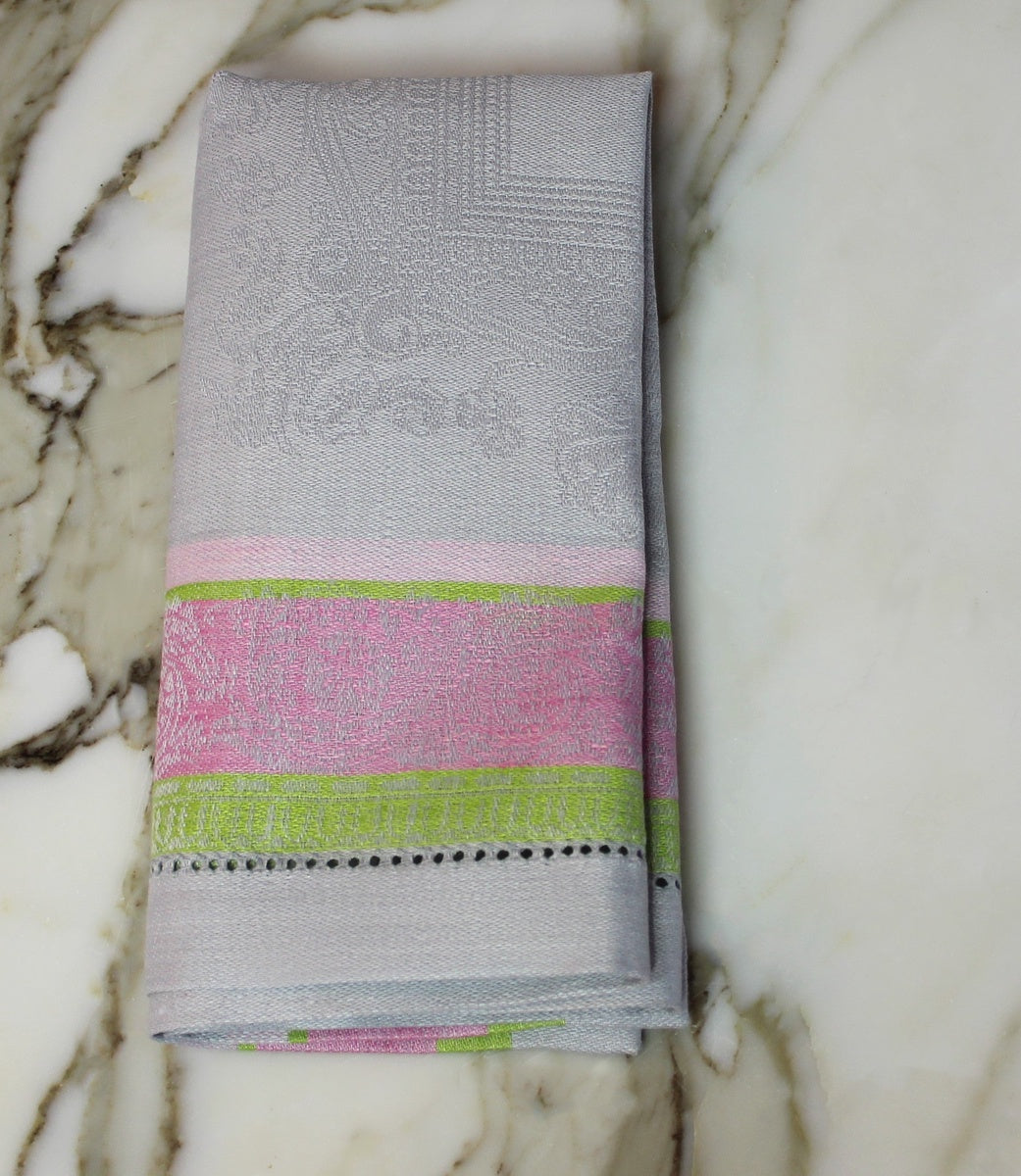  French Home French Home Linen Set of 6 Cleopatra Napkins - Chartreuse, Rose, and Pale Lavender - Default Title - Bonton