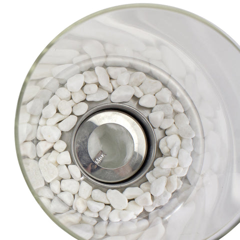 Bio Ethanol Round Portable Fireplace With Base - 10.5" - Silver