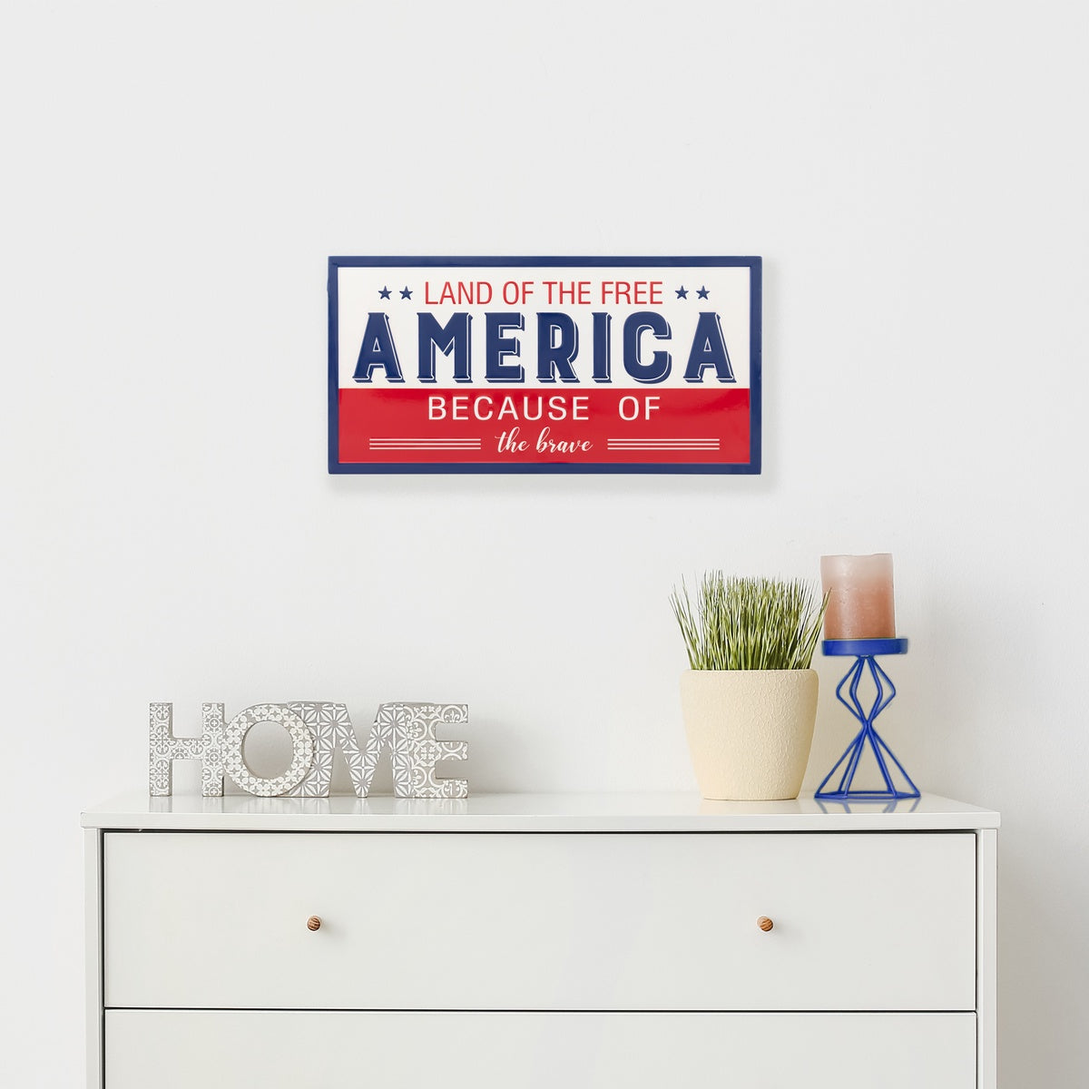  Northlight Land of the Free Because of the Brave Patriotic Metal Wall Sign - 20