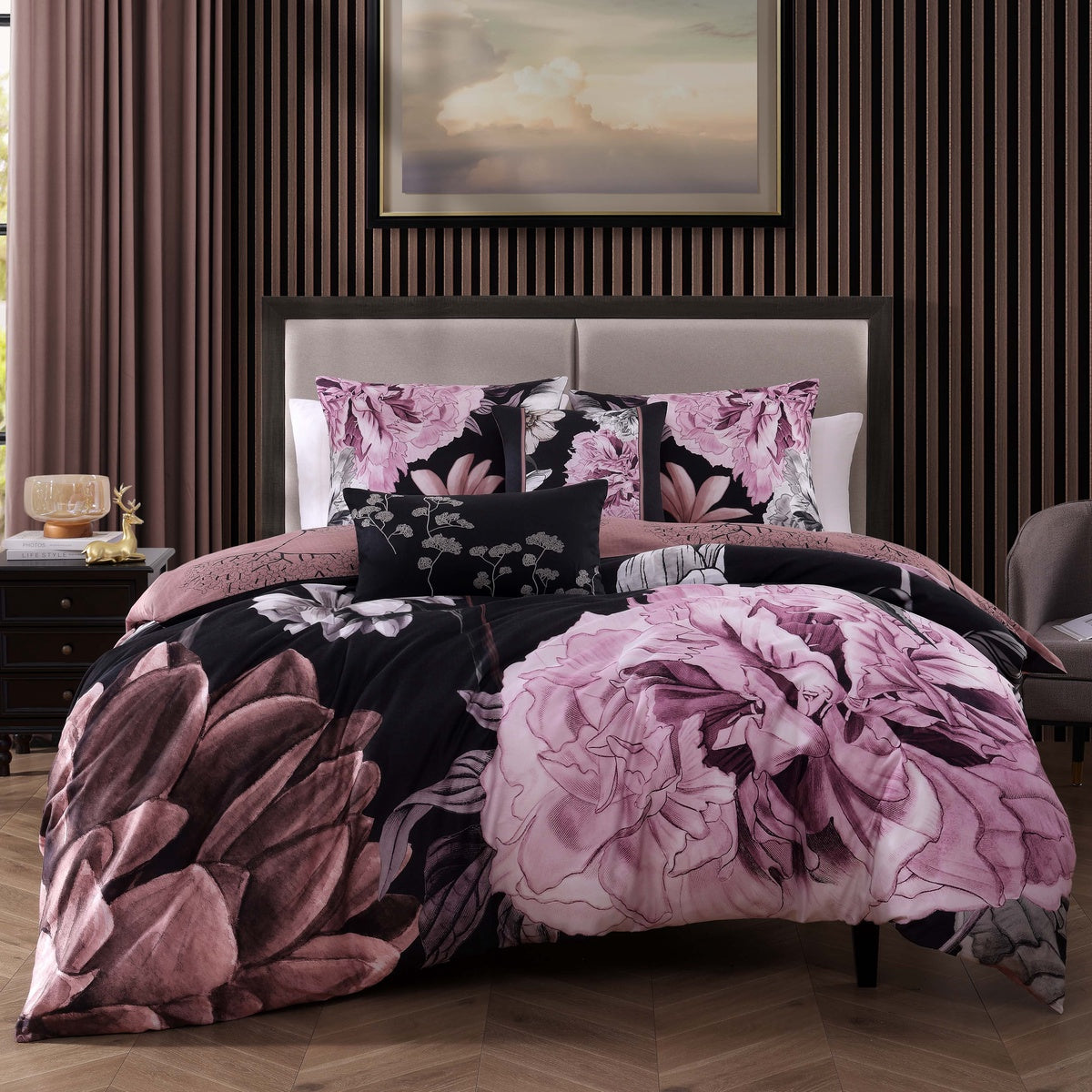  Bebejan Midnight Meadow 5 Piece Reversible Comforter Set - QUEEN - Bonton