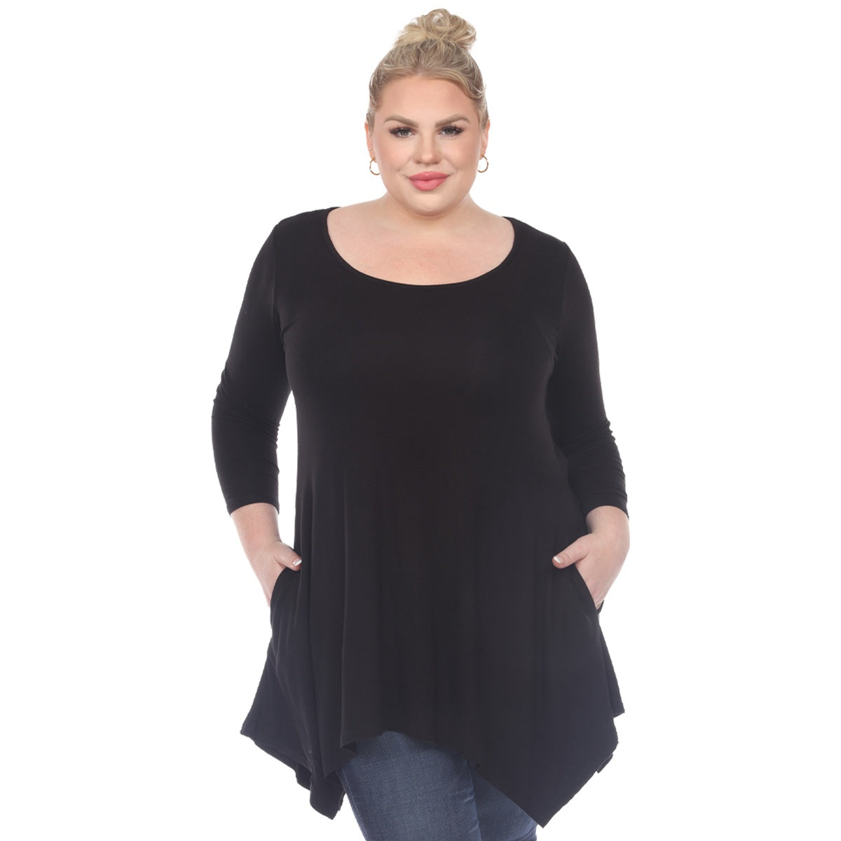  White Mark Plus Size Makayla Tunic Top - 1X - Bonton