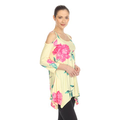 Women's Floral Printed Cold Shoulder Tunic