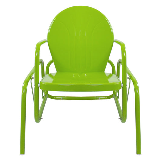 Outdoor Retro Metal Tulip Glider Patio Chair  Lime Green