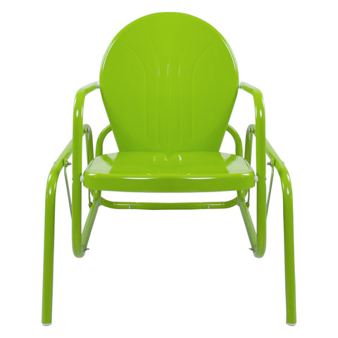 Outdoor Retro Metal Tulip Glider Patio Chair  Lime Green
