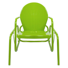 Outdoor Retro Metal Tulip Glider Patio Chair  Lime Green