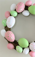 Easter Egg Grapevine Wreath - 10" - Pink and Green