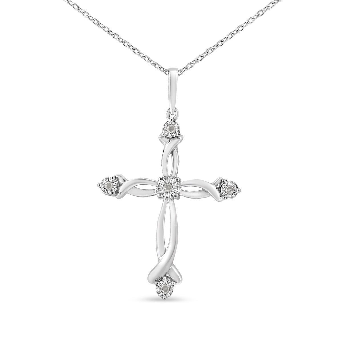  Haus of Brilliance .925 Sterling Silver Round Cut Diamond Accent Cross Pendant Necklace (1/15 Cttw, I-J Color, I3 Clarity) - Default Title - Bonton