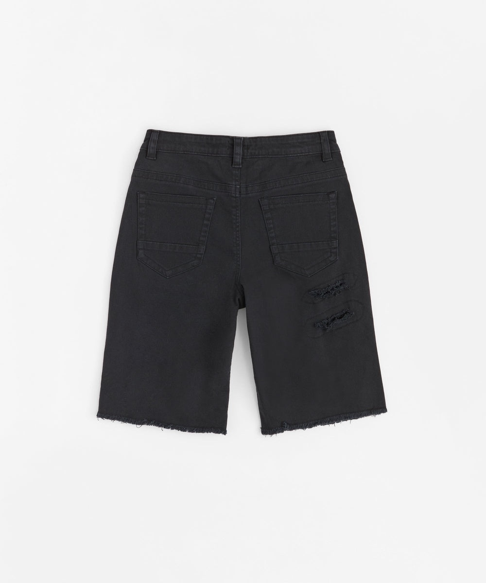  Reason Clothing Destroyed Denim Shorts - Black - BLACK - Bonton