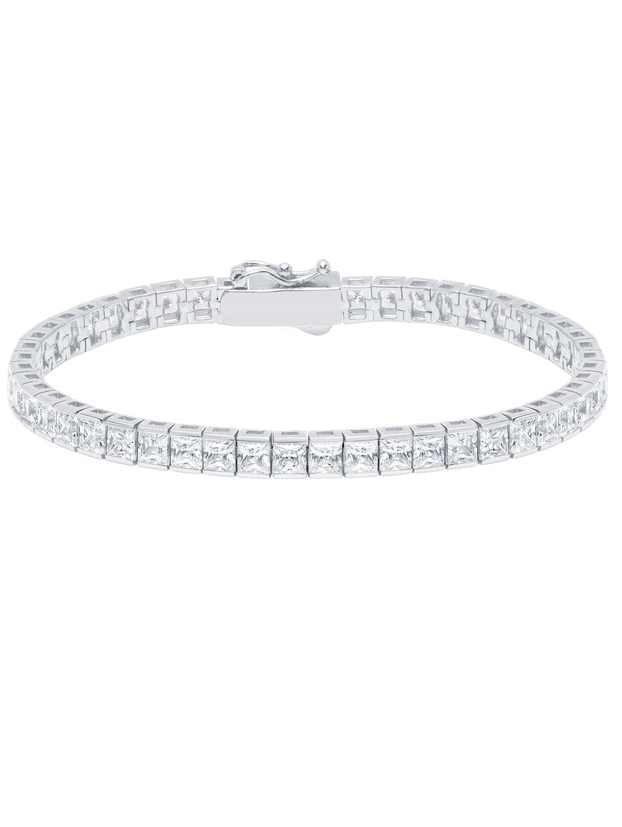  CRISLU Classic Large Princess Tennis Bracelet Finished in Pure Platinum - XX - Bonton