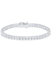 Classic Large Princess Tennis Bracelet Finished in Pure Platinum