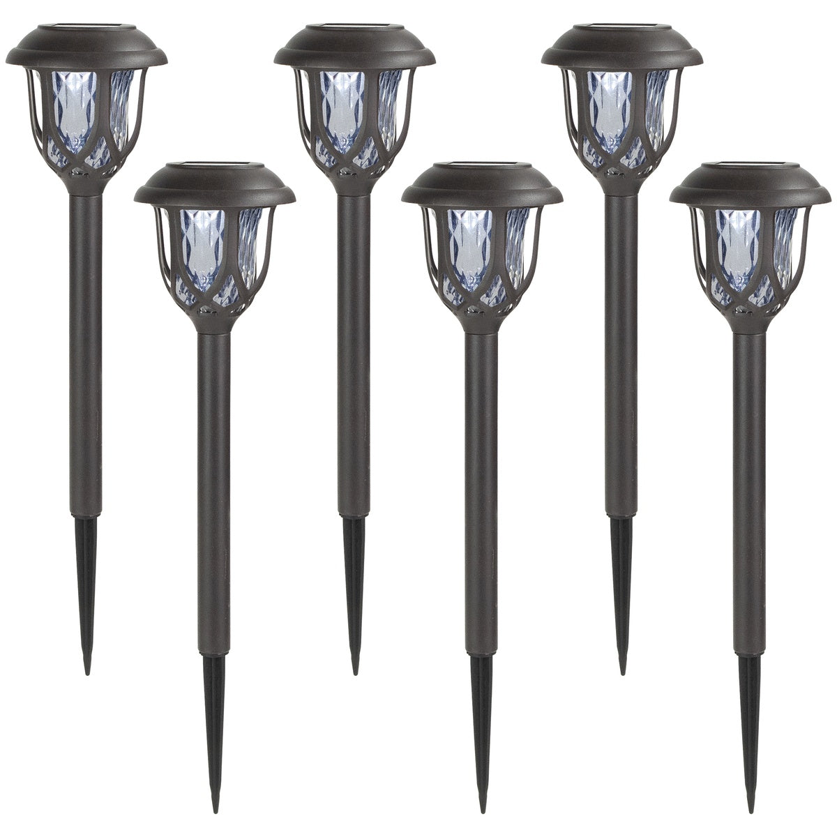  Northlight Set of 6 Black Lantern Style Solar Powered LED Pathway Markers  16.25