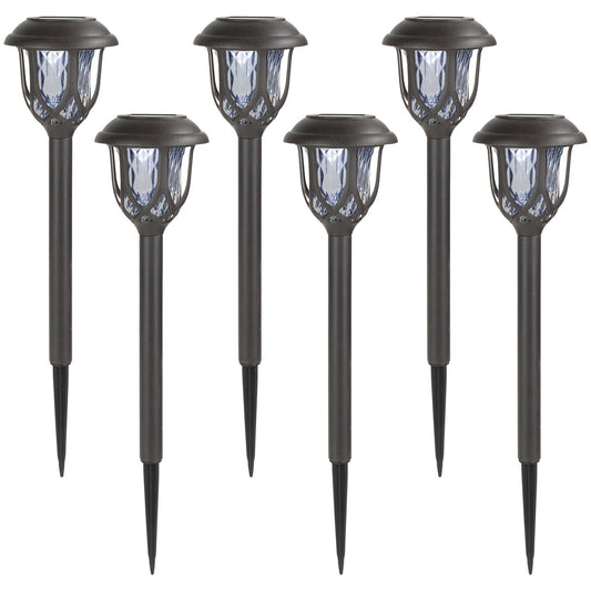 Set of 6 Black Lantern Style Solar Powered LED Pathway Markers  16.25"