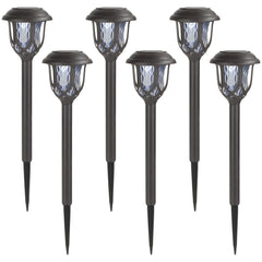 Set of 6 Black Lantern Style Solar Powered LED Pathway Markers  16.25"