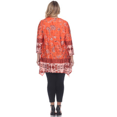 Plus Size Victorian Print Tunic Top With Pockets