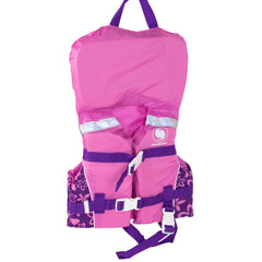 20" Pink and Purple Floral Girl Infant Life Jacket Vest With Handle - Up to 30lbs