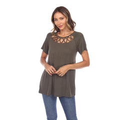 Women's Crisscross Cutout Short Sleeve Top