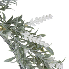 Pre-Lit Battery Operated White Lavender Spring Wreath- 16" - White LED Lights