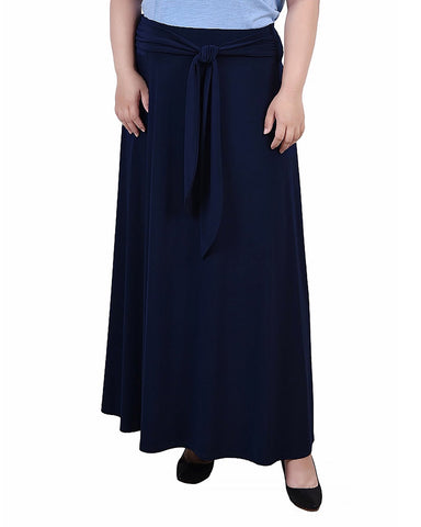 Plus Size Maxi Skirt With Sash Waist Tie