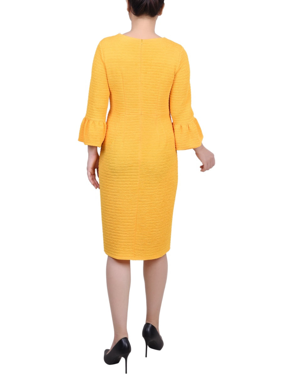  NY Collection Petite 3/4 Length Pearl Detail Dress - Coral - Bonton