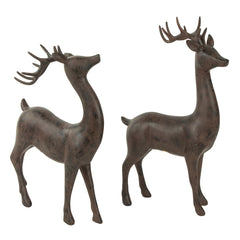 Standing Deer Christmas Decorations - 14" - Brown - Set of 2