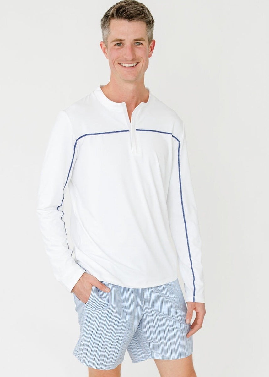  Cabana Life Men's White Sport Zip Top - S - Bonton