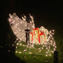 48" White Pre-Lit Crystal 3D Sleigh Christmas Outdoor Decor