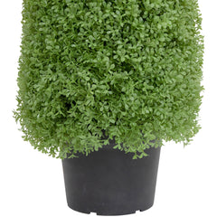 4' Artificial Boxwood Cone Topiary Tree With Round Pot  Unlit