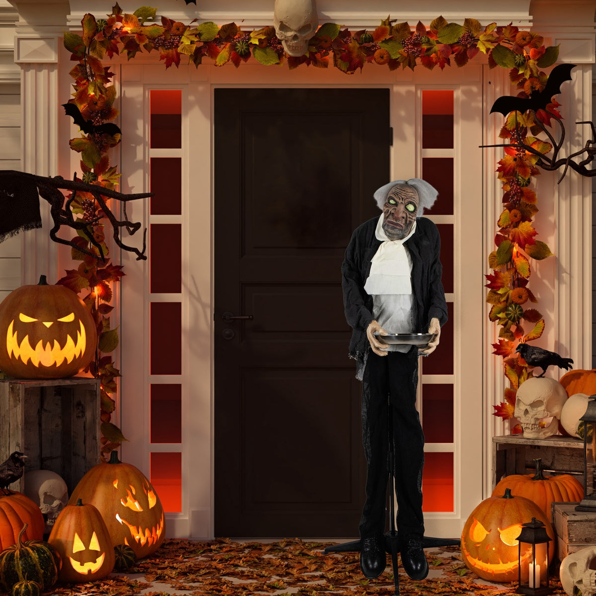  Northlight LED Lighted Animated Butler With Sound Halloween Decoration - 5.5' - Clear Lights - Default Title - Bonton