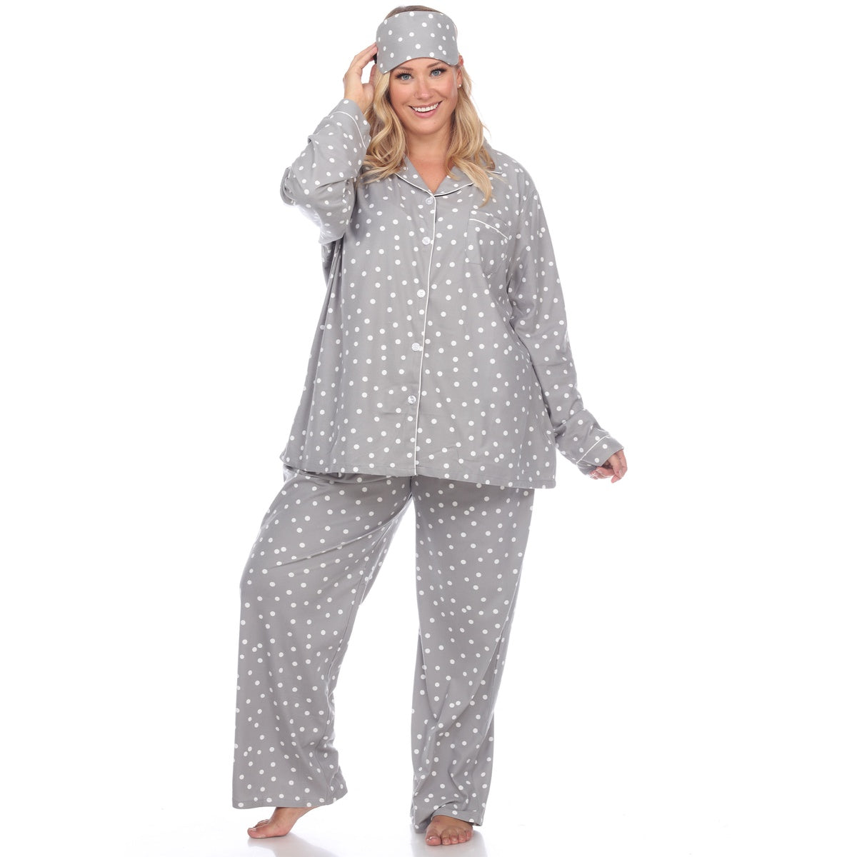  White Mark Plus Size Three-Piece Pajama Set - 1X - Bonton