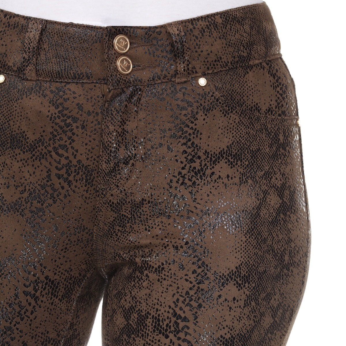  White Mark Faux Suede Snake Print Pants - 2 - Bonton