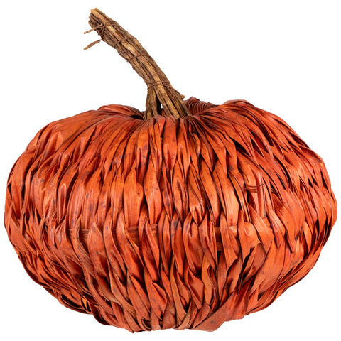 Autumn Harvest Woven Pumpkin Decoration - 8.5" - Orange