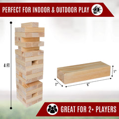 Giant Tumbling Tower Game Set – Premium Wooden Blocks for Indoor & Outdoor Fun