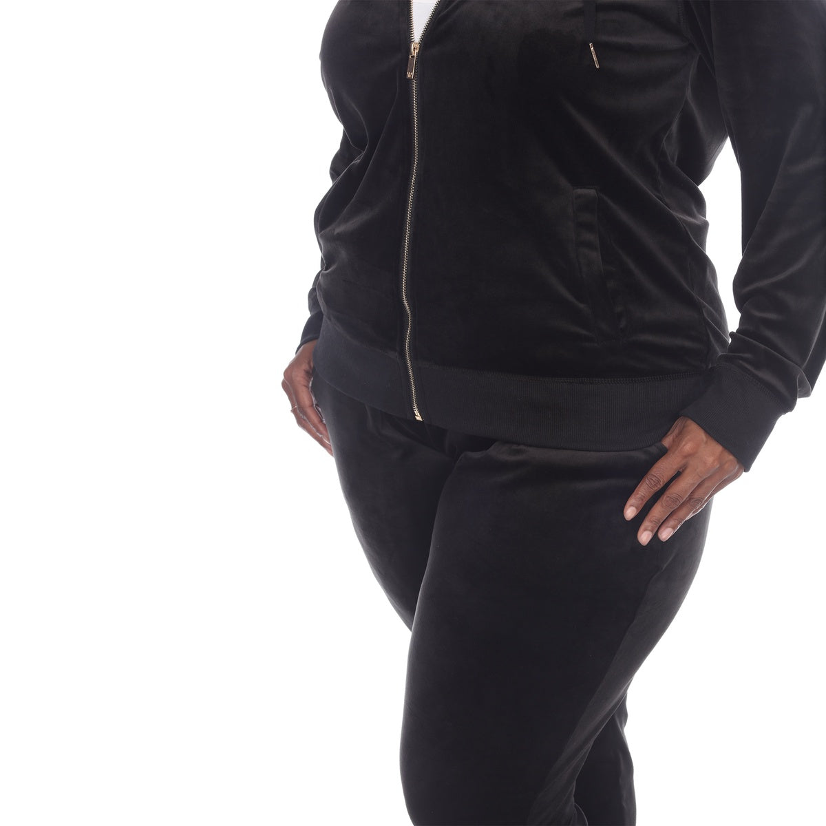  White Mark Plus Size 2 Piece Velour Tracksuit Set - 1X - Bonton