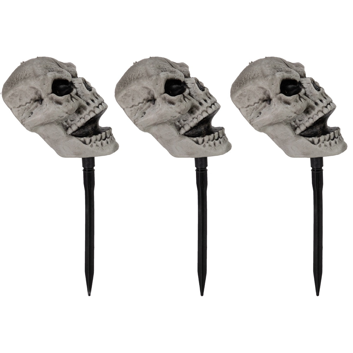  Northlight Set of 3 Skull Stakes Outdoor Yard Halloween Decorations - Default Title - Bonton